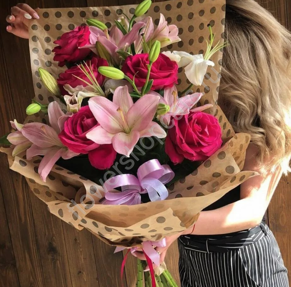 Лилии букет фото с розами